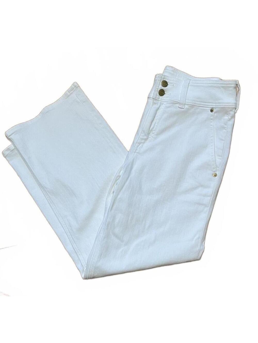 J. Crew White Sailor High Rise Wide Leg Flare Jeans Retro Nautical Y2K Size 26